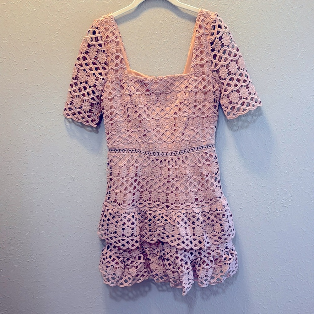 Ever After Blush Lace Tier Dress Women’s Size Small